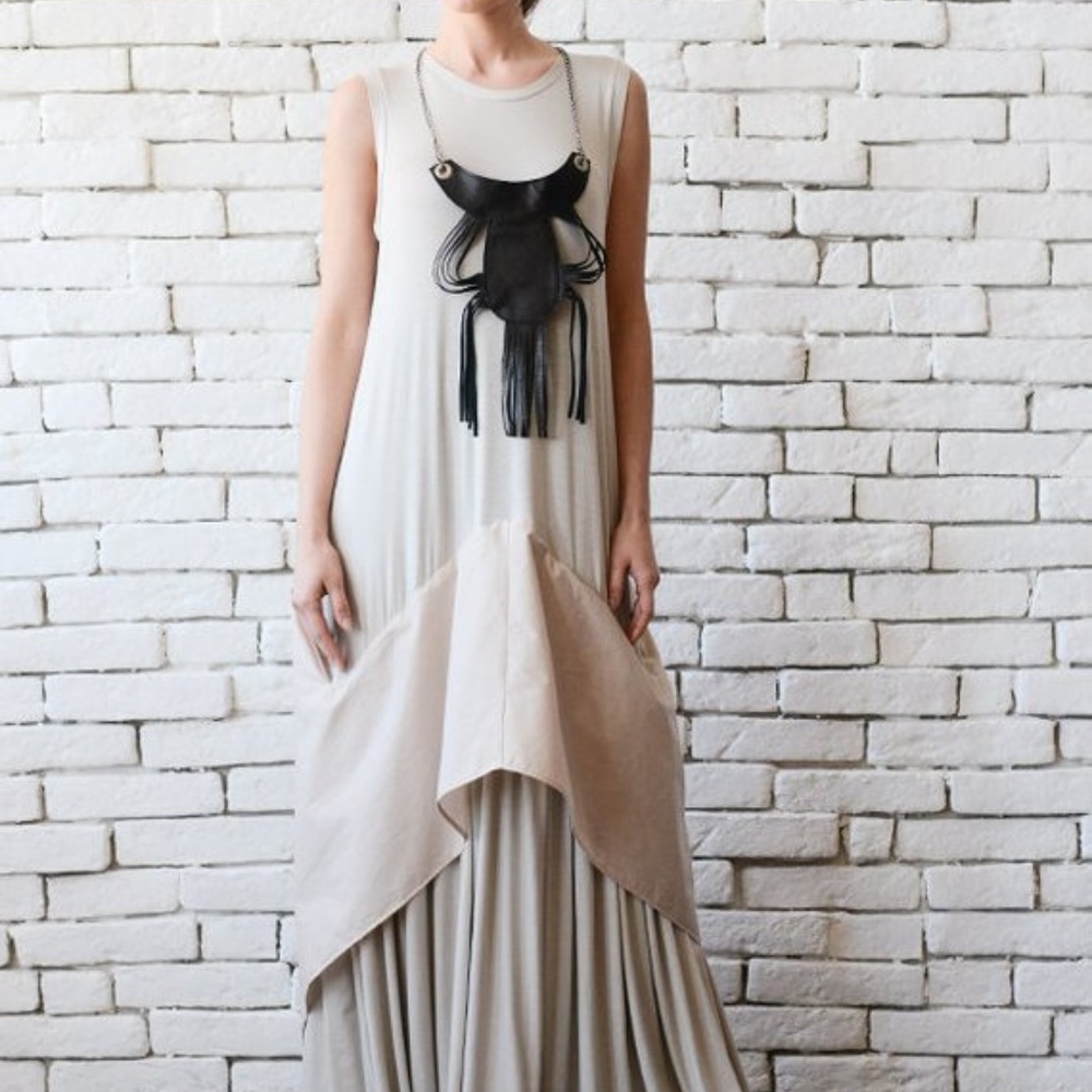 Unique Beige Maxi Dress/ Oversized/Plus Size